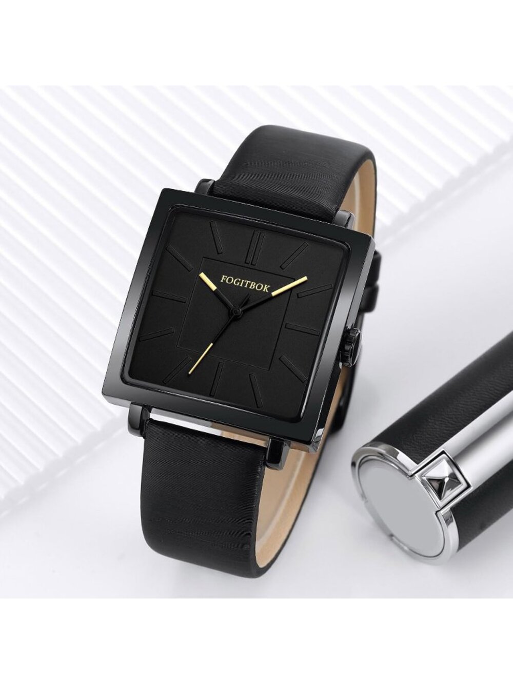 Women's Black Waterproof Leather Band Thin Design Classic Quartz Wrist Watch - Picture 5 of 6